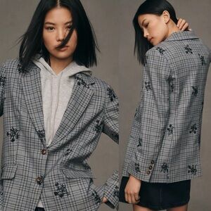 Anthropologie Dolan Plaid Embroidered Blazer